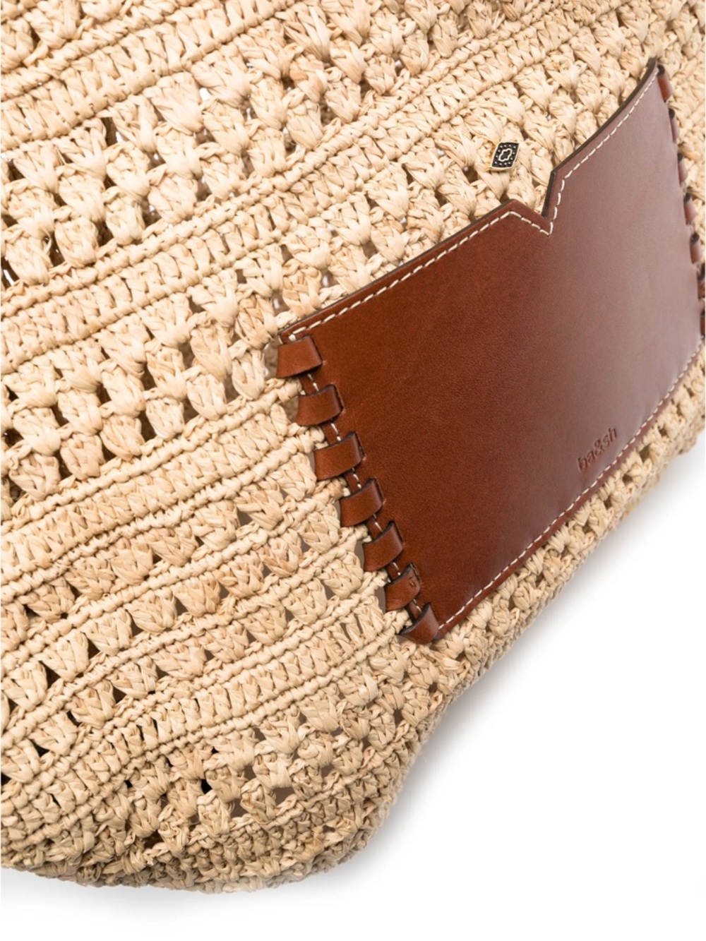 ba&sh Beige Crochet Tote with Brown Leather Accents - Picture 4 of 7